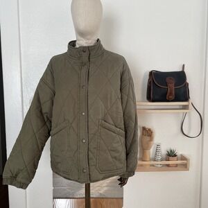 Social Standard By Sanctuary Quilted Twill Jacket, Olive Green, Size M